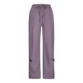thumbnail image 4 of Hauaitttt Womens Casual Solid Color Loose Pockets Elastic Waist Pants Long Trousers Women Harem Pants plus Size Stretch Pants Cute Casual Pants for Women Womens Casual Business Attire Sweatpants for, 4 of 5