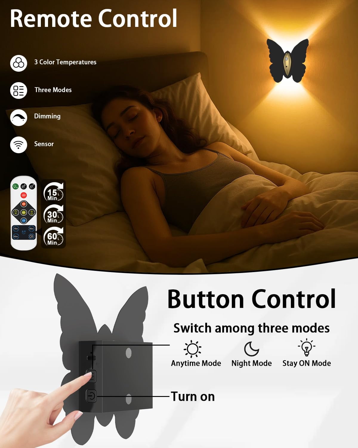 Wall Lamp，2 Pack Rechargeable Motion Sensor Night Light Wireless Wall Sconces Magnetic Closet Lights Stair Light Indoor Up and Down Wall Lamp for Bedroom Hallway