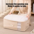 thumbnail image 4 of Bolsa de almacenamiento debajo de la cama | Ropa plegable, manta, organizador de edredones • Tela transpirable, cierre con cremallera, ventana transparente | Asas reforzadas • Blanco, rosa, beige, 4 of 6