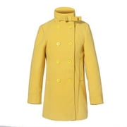 Little Girls Yellow Double-Breasted Stand Collar Jacket 3
