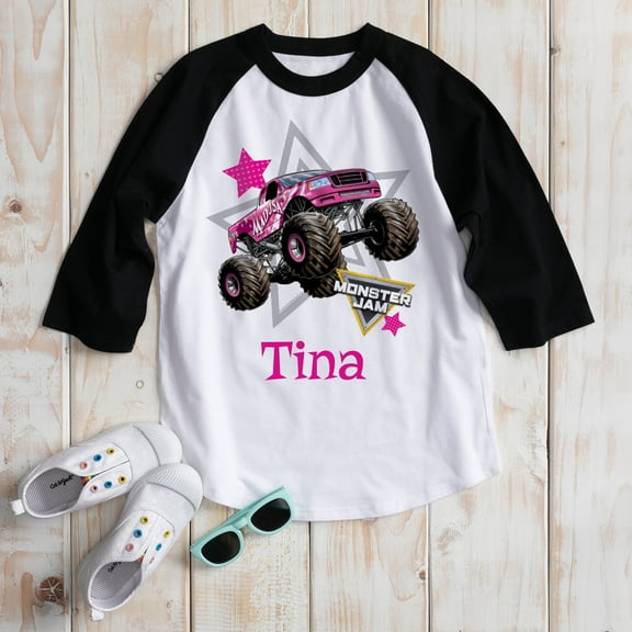 Personalized Monster Jam Look Out Boys Madusa Girls' Black Sports Jersey