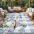 thumbnail image 2 of Spring Gnomes Outdoor Rug 6x9 Ft - Reversible Patio Rug Outdoor Camping Rugs, Botanical Flowers Purple Buffalo Plaid Washable Indoor Outdoor Area Rugs, Non-Slip Outdoor Carpet Runner for Deck/Porch, 2 of 8