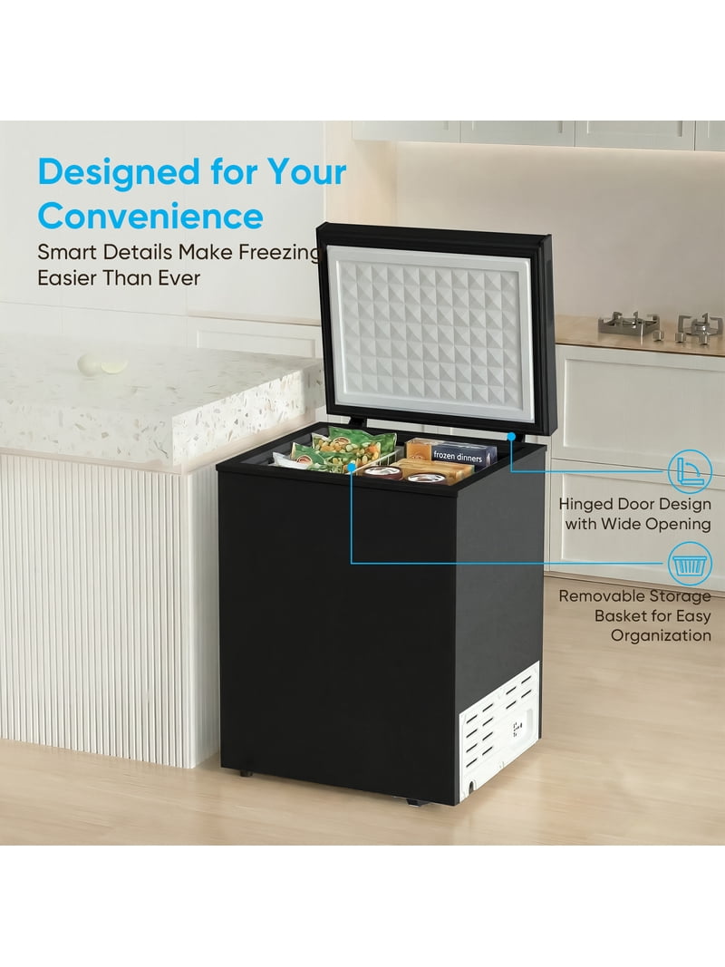 Toco੯‧̀͡u\Toco TABU 5.0 Cu ft Chest Freezer, Top Open Door, Black, Garage Ready