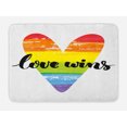 thumbnail image 1 of Pride Bath Mat, Hand Lettering on Watercolor Artistic Heart Symbol of Gay Marriage Inspirational, Non-Slip Plush Mat Bathroom Kitchen Laundry Room Decor, 29.5 X 17.5 Inches, Multicolor, Ambesonne, 1 of 2