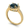 thumbnail image 2 of 1.8 ct Round Cut Natural London Blue Topaz Halo Engagement Ring for Women in 18K Yellow Gold, 2 of 5
