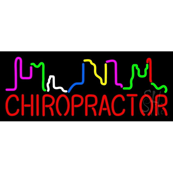 Chiropractor LED Neon Sign 13 x 32 - inches, Black Square Cut Acrylic Backing, with Dimmer - Bright and Premium built indoor LED Neon Sign for Defence Force.