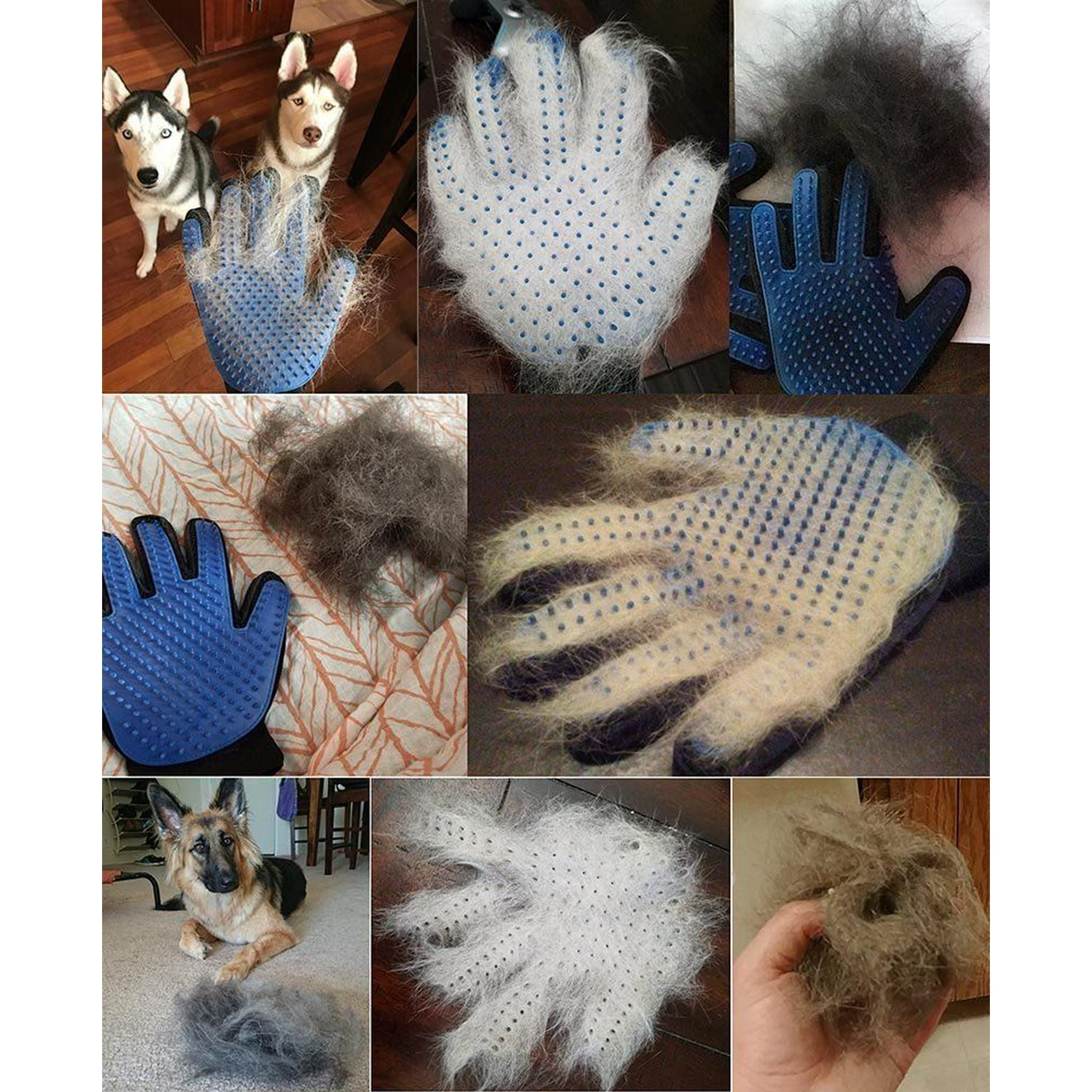 VeniCare Pet Grooming Gloves Brush Dog Cat Hair Remover Mitt Massage Deshedding 1 Pair Blue