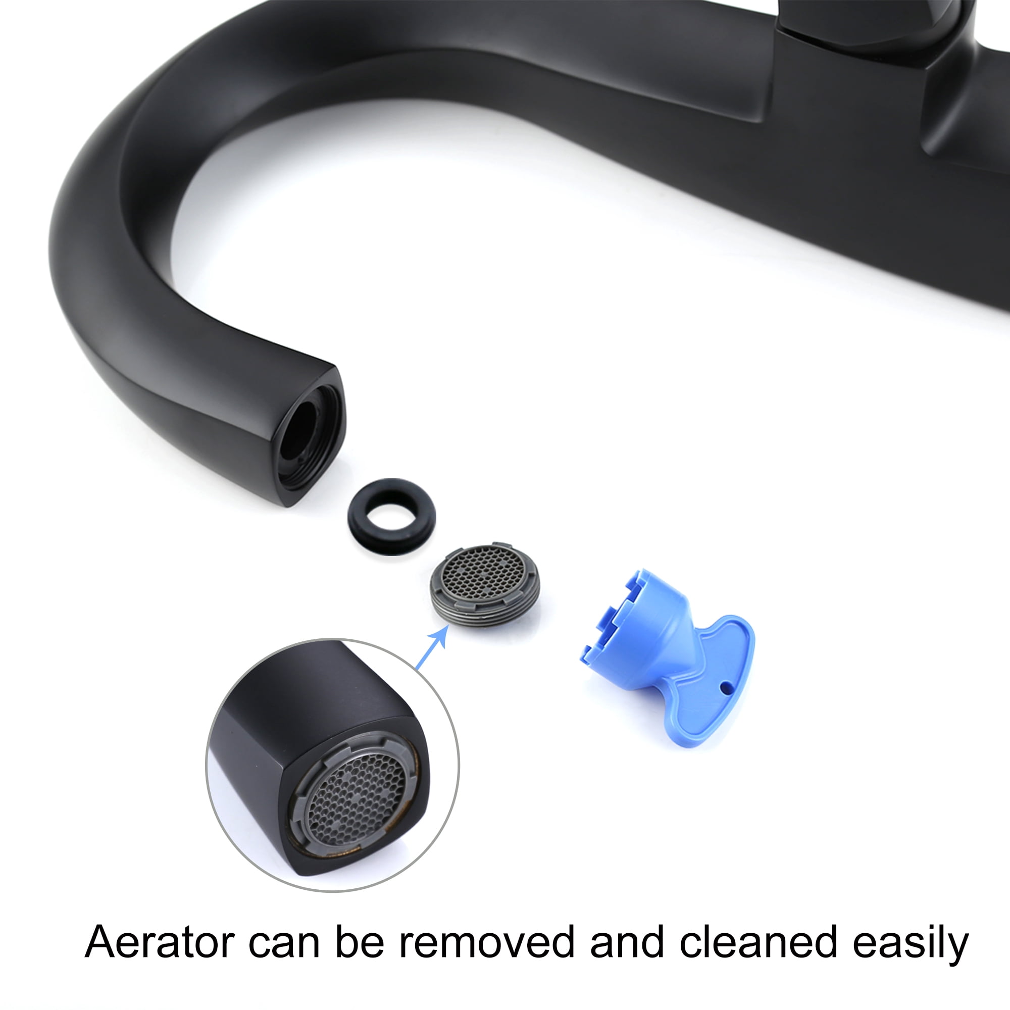 WOWOW Matte Black Bathroom Faucet Single Handle Bathroom Basin Faucet with Deck Plate