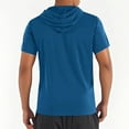 thumbnail image 4 of LADIGASU Man Solid-Color Casual Sports Pocket Drawstring Short Sleeve Hooded Blouse, 4 of 6