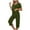 Army Green, variant on Fengactive Pajama Set for Women 3/4 Sleeve V Neck Top with Capri Pants Pjs 2 Piece Loungewear Solid Color Soft Sleepwear