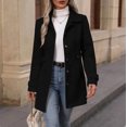 thumbnail image 2 of Edvintorg Womens Trench Coat Solid Color Long Sleeve Loose Long Jacket Turndown Collar Casual Button Down Outerwear with Pocket Woman Clothes Black S-2XL, 2 of 7
