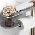 thumbnail image 3 of LACKUST Gray Wall Mounted Toilet Paper Holder with Shelf - Metal Bathroom Storage Organizer, Easy Install Space-Saving Shelf for Toiletries & Aromatherapy, 3 of 5