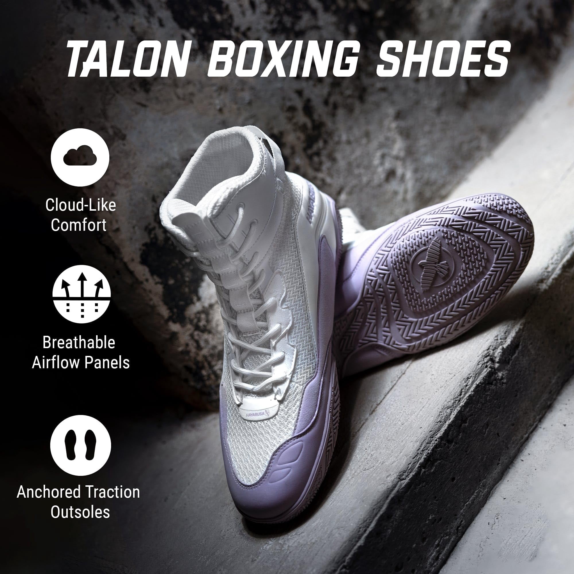 Hayabusa Talon Mens/Womens Boxing High-Top Shoes purple and white 8 $160 XTC Fitness | Hayabusa Talon Boxing Shoes, Fight Boots  main image 4
