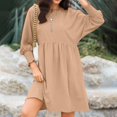 thumbnail image 2 of Aellinatey Womens Fall Dresses Casual Tunic Dress Short Sleeve Crew Neck Flowy Babydoll Dress, 2 of 9