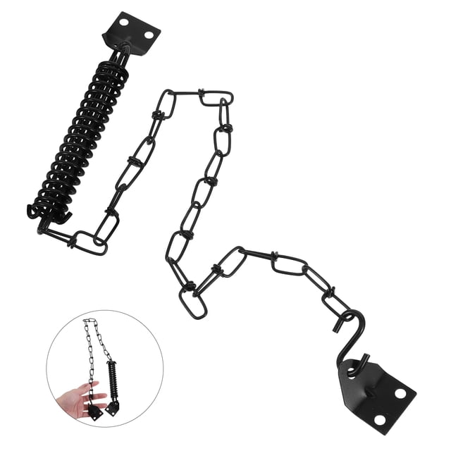 ADDHAT 2Jgo De Puerta Con Cadena Antiviento Ajustable De Metal Negro Para Puertas Domésticas