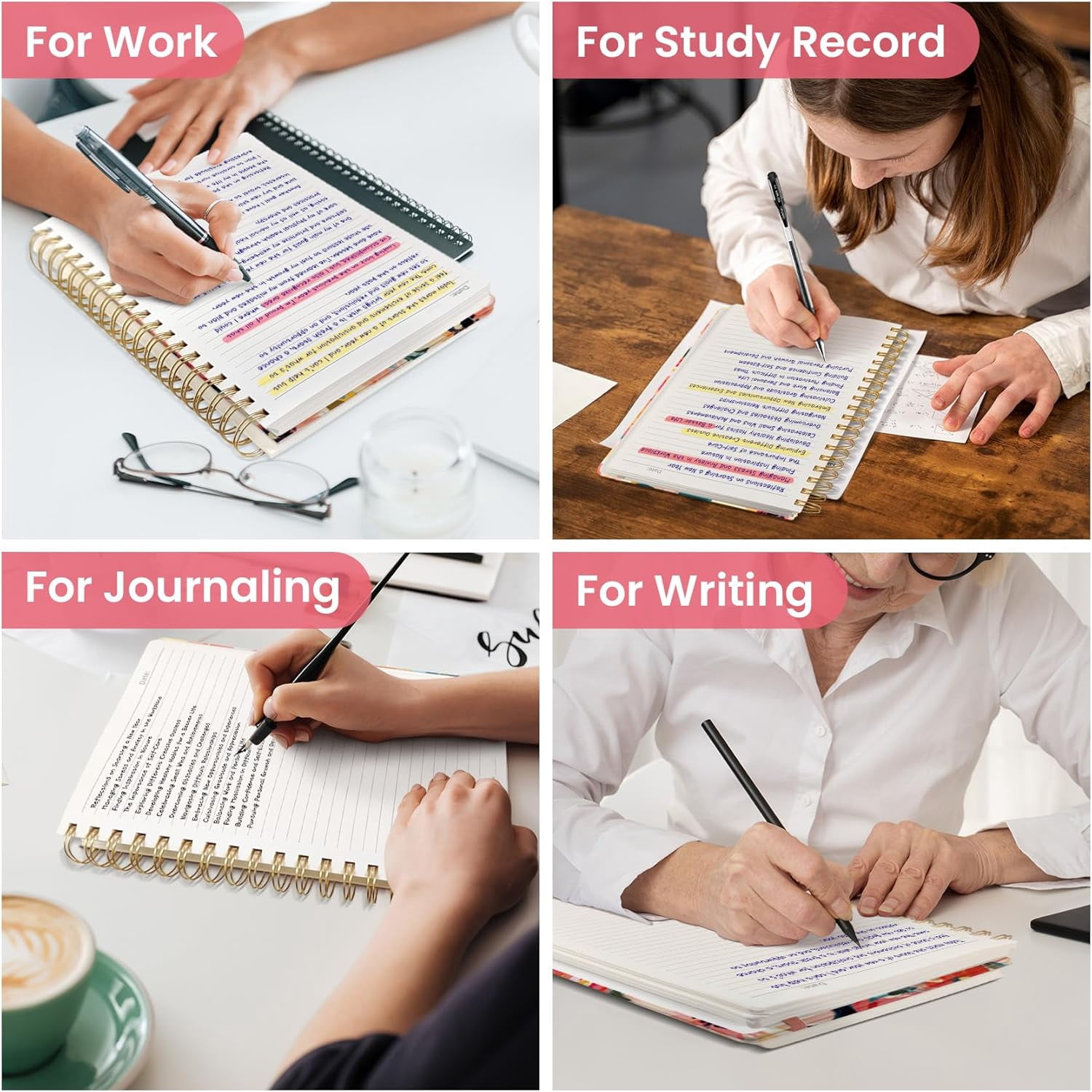 General Lined Spiral Notebook Journal for Work, 300 Pages Thick B5 (7.1"x10") College Ruled Journal for Women & Writing, Hardcover Notebook for Note Taking, Perfect for Office Home School,