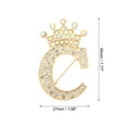 thumbnail image 2 of REGALWOVEN Letter Brooch Pins, Crown Initial Rhinestone Alphabet C Lapel Badges Pin, Gold Tone, 2 of 5