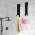 thumbnail image 4 of Ganchos para puerta de ducha, 4 piezas, gancho doble de acero inoxidable para pared de ducha, colgador de toallas, sin perforaciones, sin marco para baño, color negro, 4 of 5