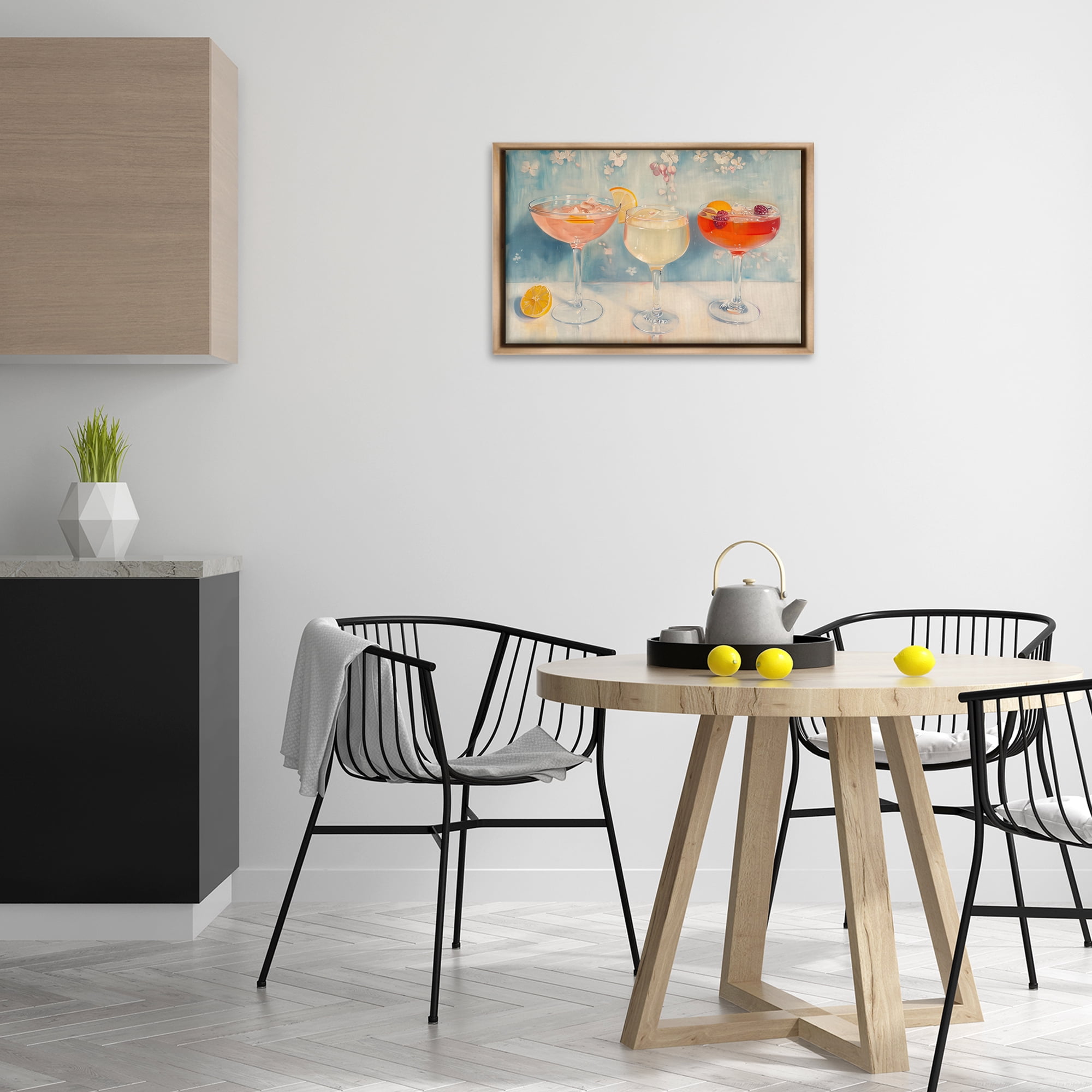 Stupell Industries Fun Fruity Cocktails Food & Beverage Painting Brown Floater Framed Canvas Art Print Wall Art, 25 x 17