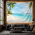 thumbnail image 6 of Ocean Waves Showcases with Tropical Beach Tall Palm, Mystical Fantasy for Space Lovers, Galaxy Room Decor, Housewarming Gift, Tapestry Wall Hanging for Bedroom and Dorm, 6 of 7