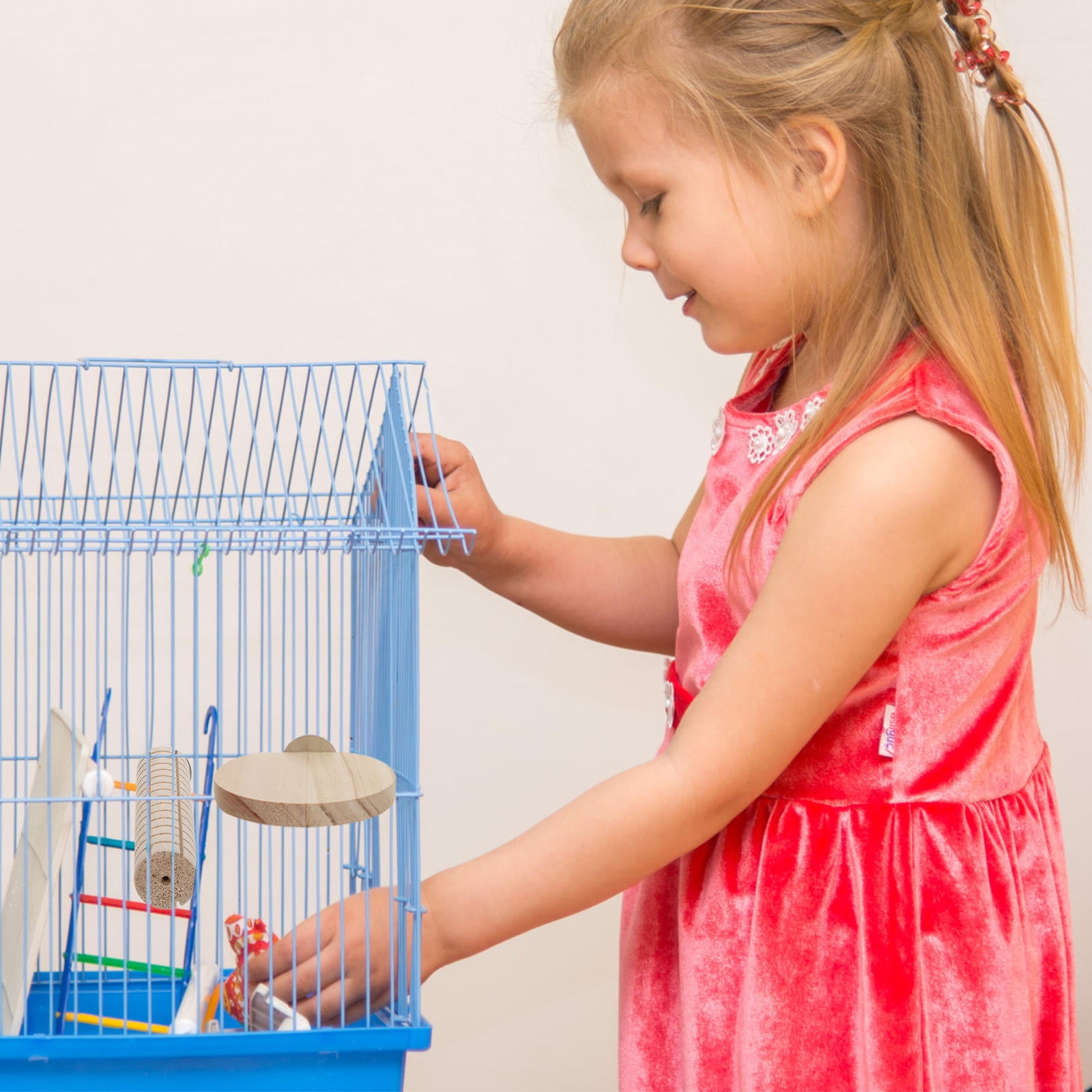 OULII Small Animal Wooden Standing Board for Cage, Light Brown, Coordination and Activity, 1 Set
