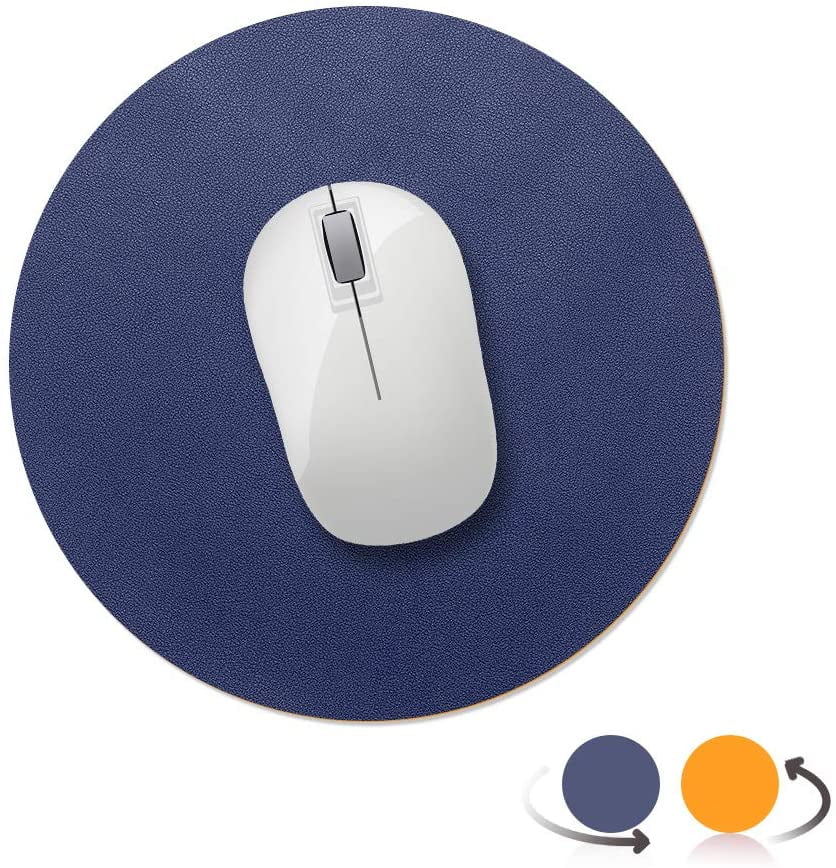 AtailorBird Round Mouse Pad Small DualSided Mat Waterproof PU Leather