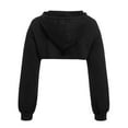 thumbnail image 4 of Women Sweatshirt Women's Solid Color Sweatshirt Women's Large Size Casual Long Sleeved Solid Color Irregular Personality Navel Ultra Short Long Sleeved Top Hooded Loose Sweatshirt, 4 of 5