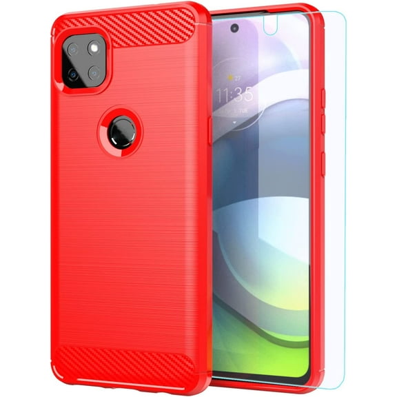 HCTian for Moto One 5G Ace Case with HD Screen Protector, Slim Non-Slip Protective Phone Case Cover for Motorola Moto One 5G UW Ace
