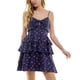 thumbnail image 1 of City Studio Womens Textured Floral Tiered Fit & Flare Dress, navy, Juniors, M, 1 of 2