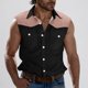 thumbnail image 2 of Camisas de Cuello para Hombres Moda Casual Patchwork Turndown Bolsillos sin Mangas Tanque Deportivo, Poliéster, 2 of 5