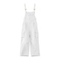 thumbnail image 5 of WULMLEO Women Long Casual Loose Cargo Bib Pants Overalls Baggy Rompers Outdoor Hiking Wide Leg Jumpsuits with Pockets White M, 5 of 5