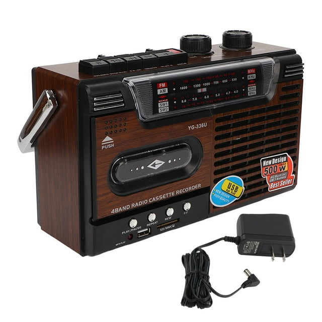 Reproductor de casete Radio AM FM señal fuerte soporte silencioso tarjeta de almacenamiento y grabadora de reproductor de casete portátil USB enchufe estadounidense 110V