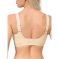 thumbnail image 3 of INSPIRE CHIC Plus Size for Women's Mesh V-Neck Wirefree Seamless Soft Bras Full Coverage Minimizers M Beige, 3 of 4