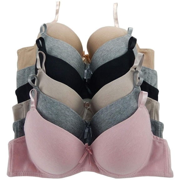 6 Pieces Women Basic Full Cup Cotton Bra B/C/D/DD (40DD)