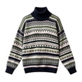 thumbnail image 3 of Sweaters for Women Fair Isle Turtleneck Long Sleeve Knit Pullover Loose Fit Soft Casual Tops, 3 of 4