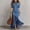02-Blue, variant on Women's Mock Neck Cold Shoulder Denim Maxi Dress, Short Sleeve Mesh Fishtail Hem Bodycon Long Dress, Elegant Mermaid Dress for Party Vacation Casual Wear 01-Black M