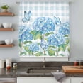 thumbnail image 5 of Blue Floral Sheer Curtains 84 Inches Long, Summer Botanical Flowers Plaid Hydrangeas Light Filering Curtains, Breathable Simi Curtain Privacy Drapes for Living Room Bedroom Window Treatment, 5 of 9