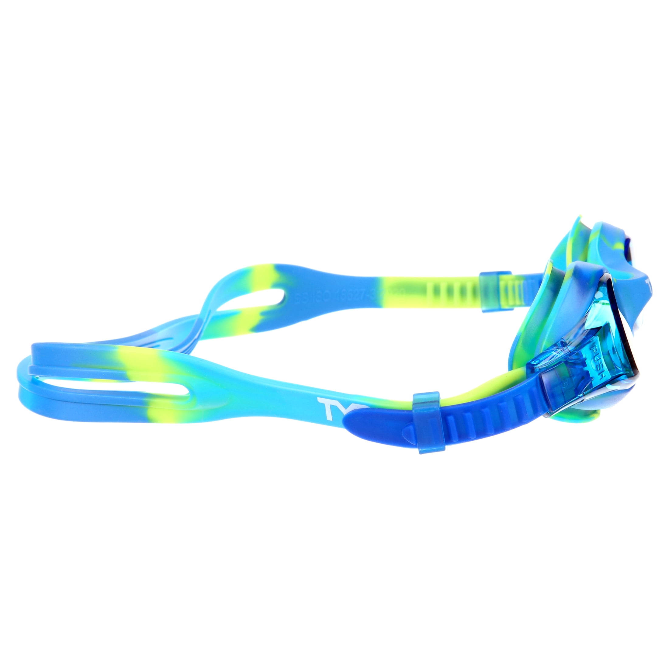 TYR Swimple Kids' Swim Goggles – Youth Goggles with Anti-Fog, UV Protection, Adjustable Fit, Blue/Green