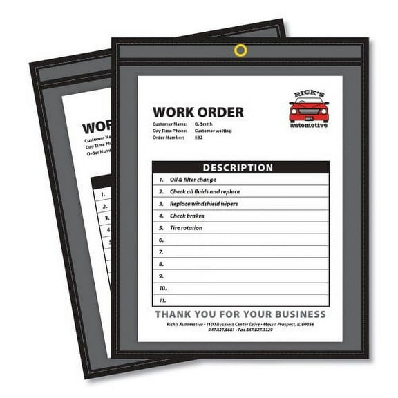 C-Line Shop Ticket Holders, Stitched, One Side Clear, 50 Sheets, 8 1/2 x 11, 25/Box (45911)