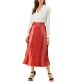 thumbnail image 3 of Allegra K Women's Elastic Waist Metallic Shiny Accordion Pleated Midi Skirt, 3 of 7