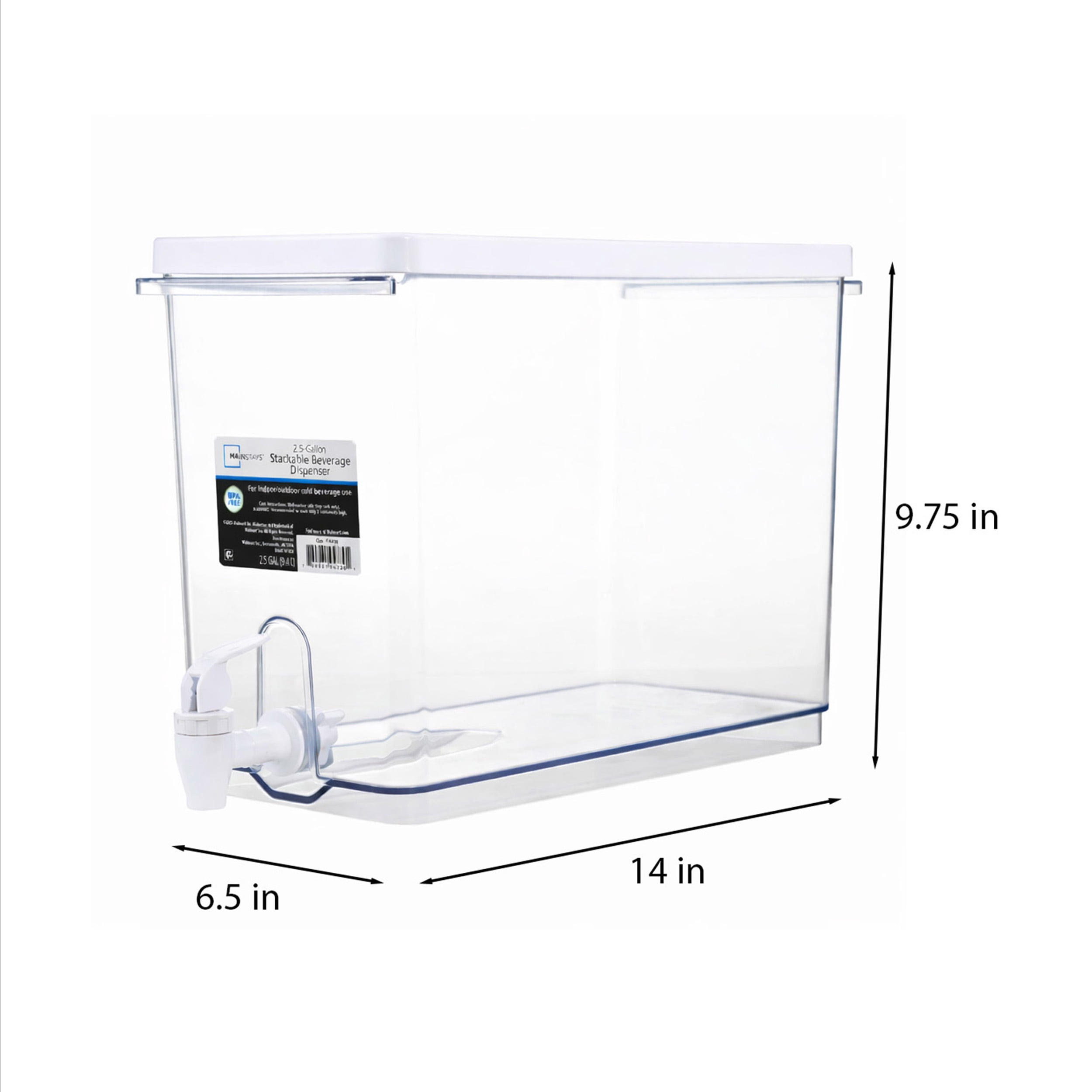 Mainstays 2.5 Gallon Drink Dispenser, Well Suited to Chilled Drinks for Entertaining or Refrigerator Storage