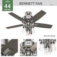 thumbnail image 4 of Hunter - Bennett Indoor Ceiling Fan With Light, Remote, 44-inch, Brushed Nickel, Transitional-style, 3-speed WhisperWind Motor, 50417, for living rooms, bedrooms, home offices, kitchens, 4 of 15