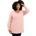 thumbnail image 4 of June + Vie Women's Plus Size V-Neck French Terry Sweatshirt, 4 of 6