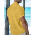 thumbnail image 4 of Yifymode Men's Mandarin Collar Linen Henley Shirt, Short Sleeve Chest Pocket Comfort Casual Top Yellow 3XL, 4 of 4