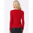 thumbnail image 4 of DARING DIVA Women's Ruched Cowl Neck Long Sleeves Glitter Tops S Red, 4 of 6