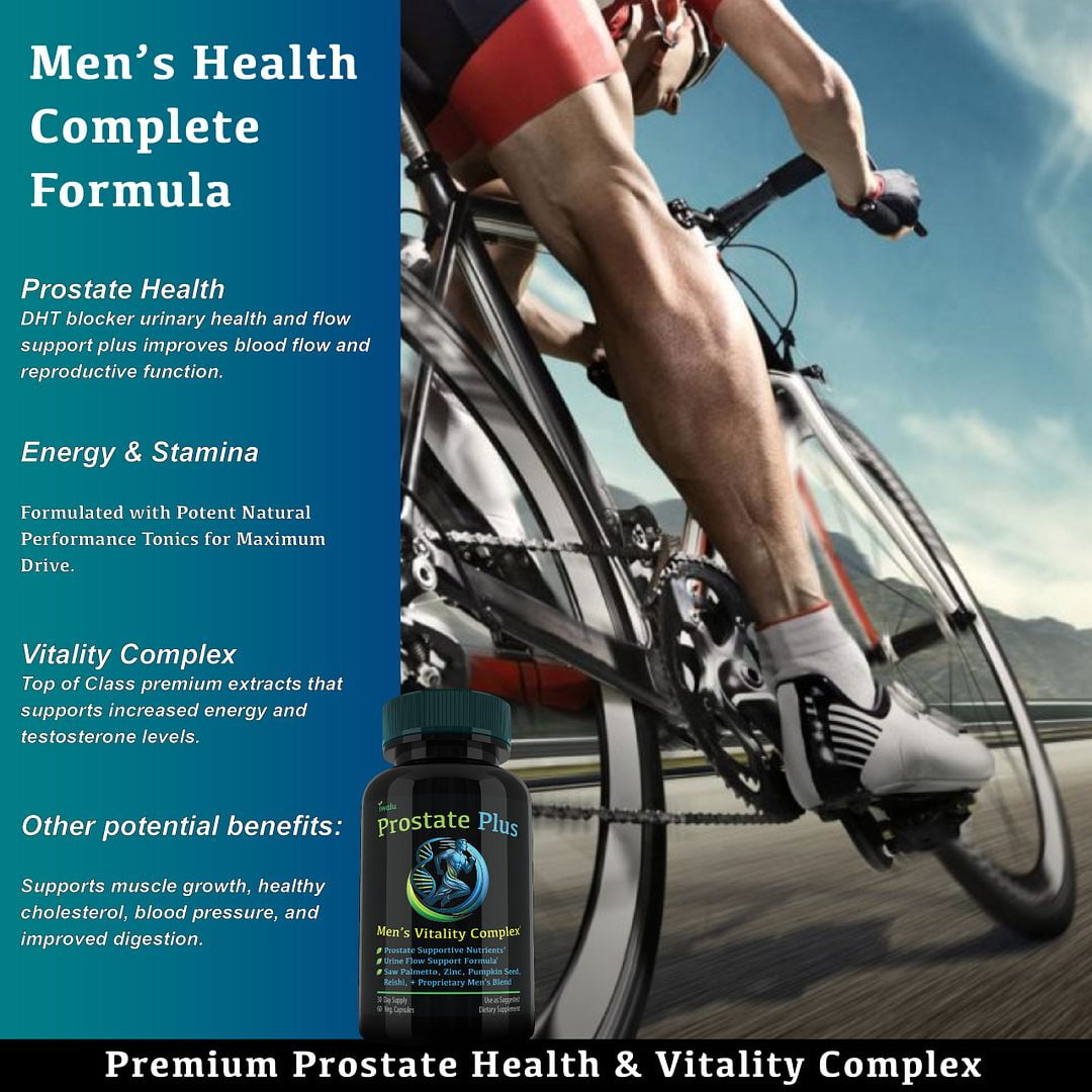 Prostate Plus Men's Fitness Vitality Complex - Natural Supplement for Prostate Health, Stamina, and Energy Support with Saw Palmetto, Zinc, and Reishi Mushroom - Made in USA