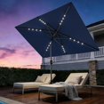 thumbnail image 2 of Senfot 6.5x10FT Rectangular Patio Umbrella, Iron Frame, Polyester Fabric, Solar LED Lights, Garden Shade Blue, 2 of 6