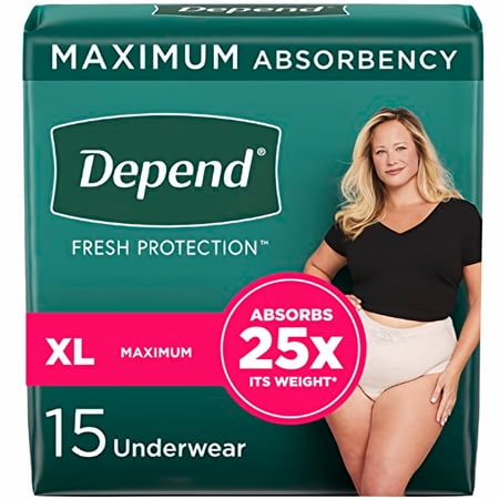 Depend Fit-Flex Maximum Absorbency Underwear XL 15 ct (Pack of 5)
