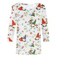 thumbnail image 5 of Christmas 3/4 Sleeve Shirts for Women Christmas Snowman Print Top Cute Santa Print Shirt Round Neck Holiday Shirt Tops Women Sweaters Cheap, 5 of 5