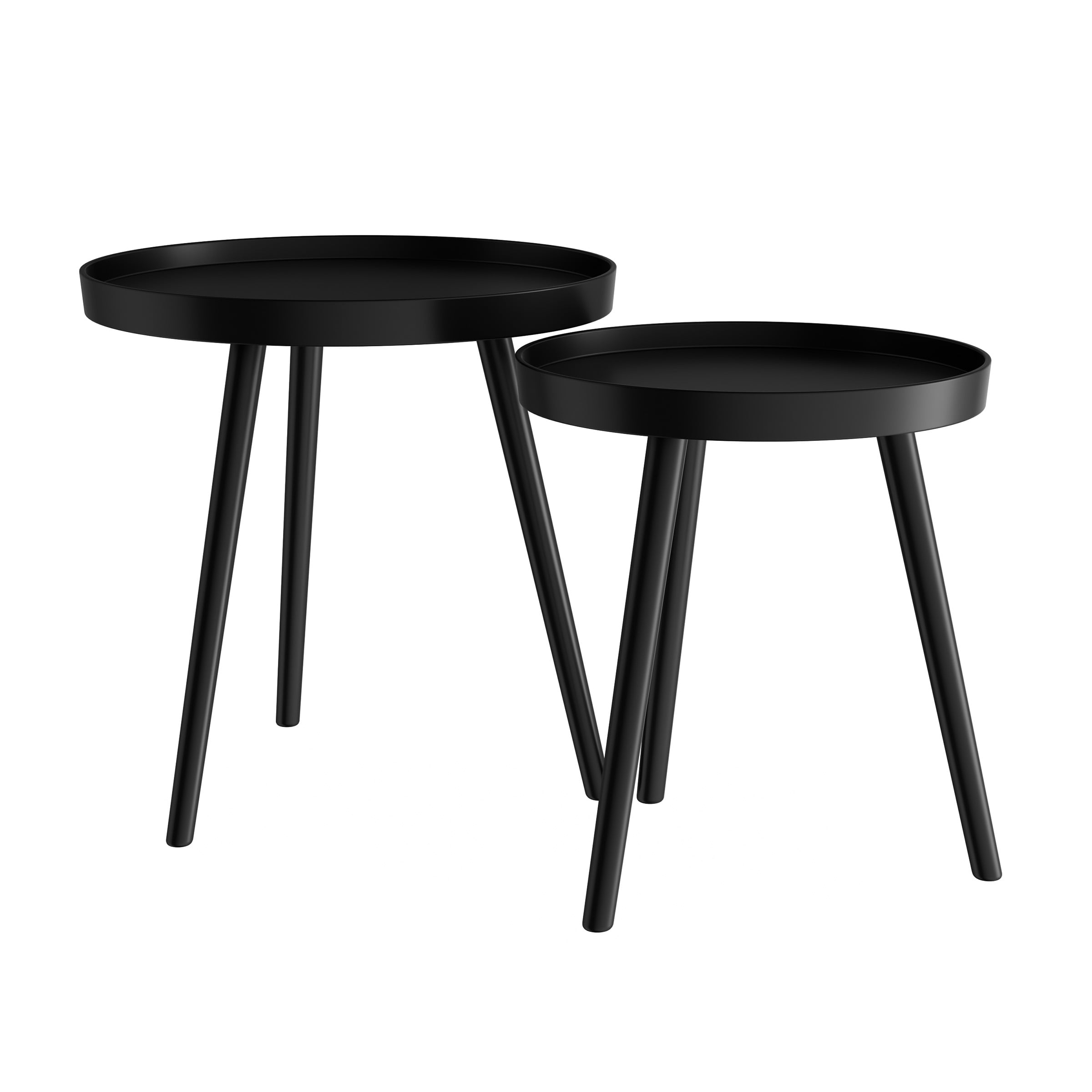 Nesting End Tables Circular Contemporary Decor by Lavish Home, Set of 2 (Black)